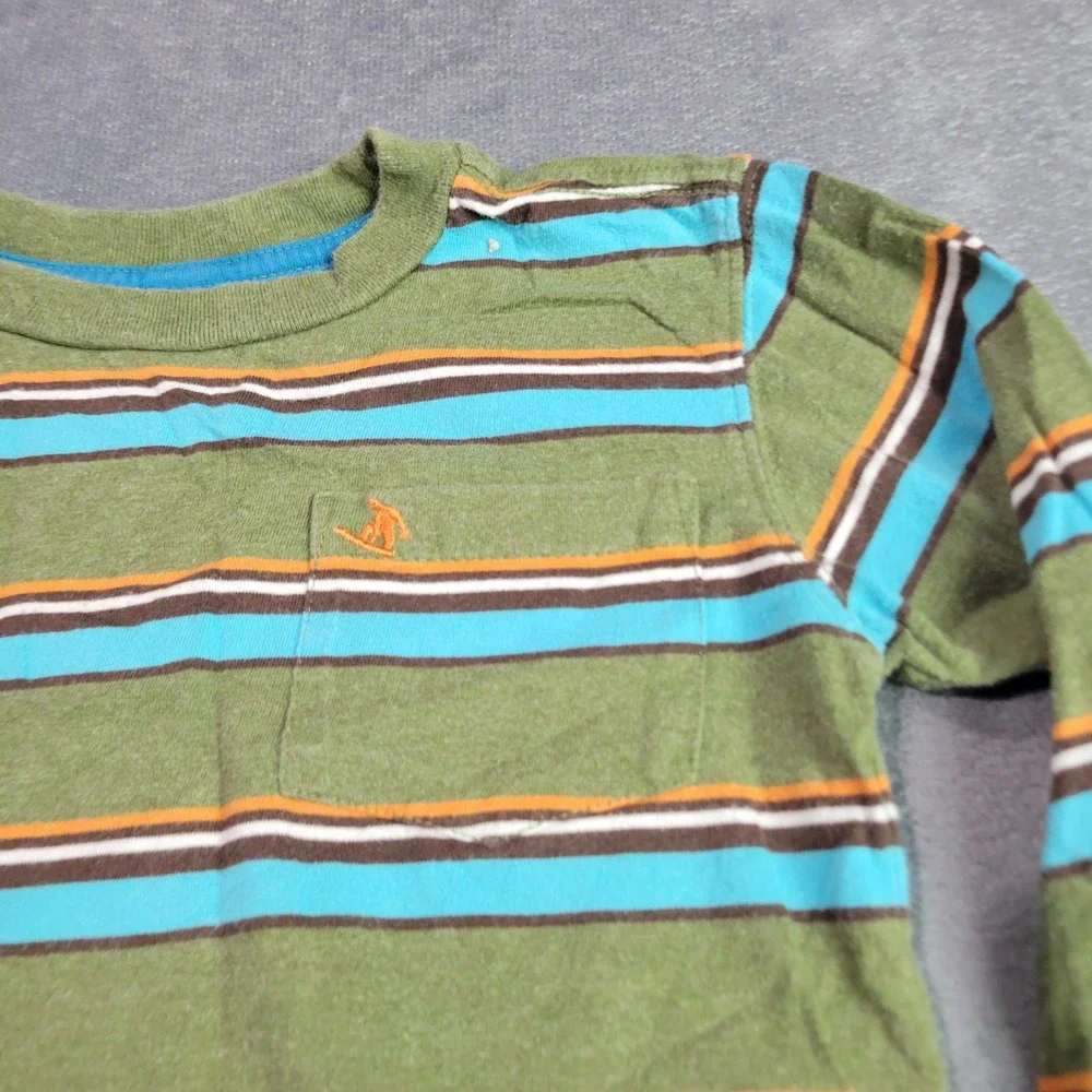 OshKosh Old Navy Shirts Boys 4T Blue Green Basketball Striped Tee Lot 2pc Sporty